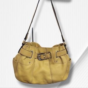 **TIGNANELLO** yellow leather shoulder bag with built-in wallet.